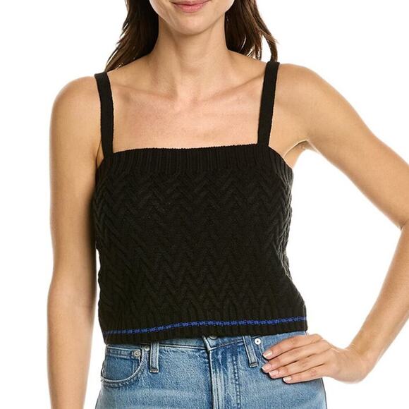 525 AMERICA Black Lattice Cable Tipped Cami Size M - Picture 1 of 4